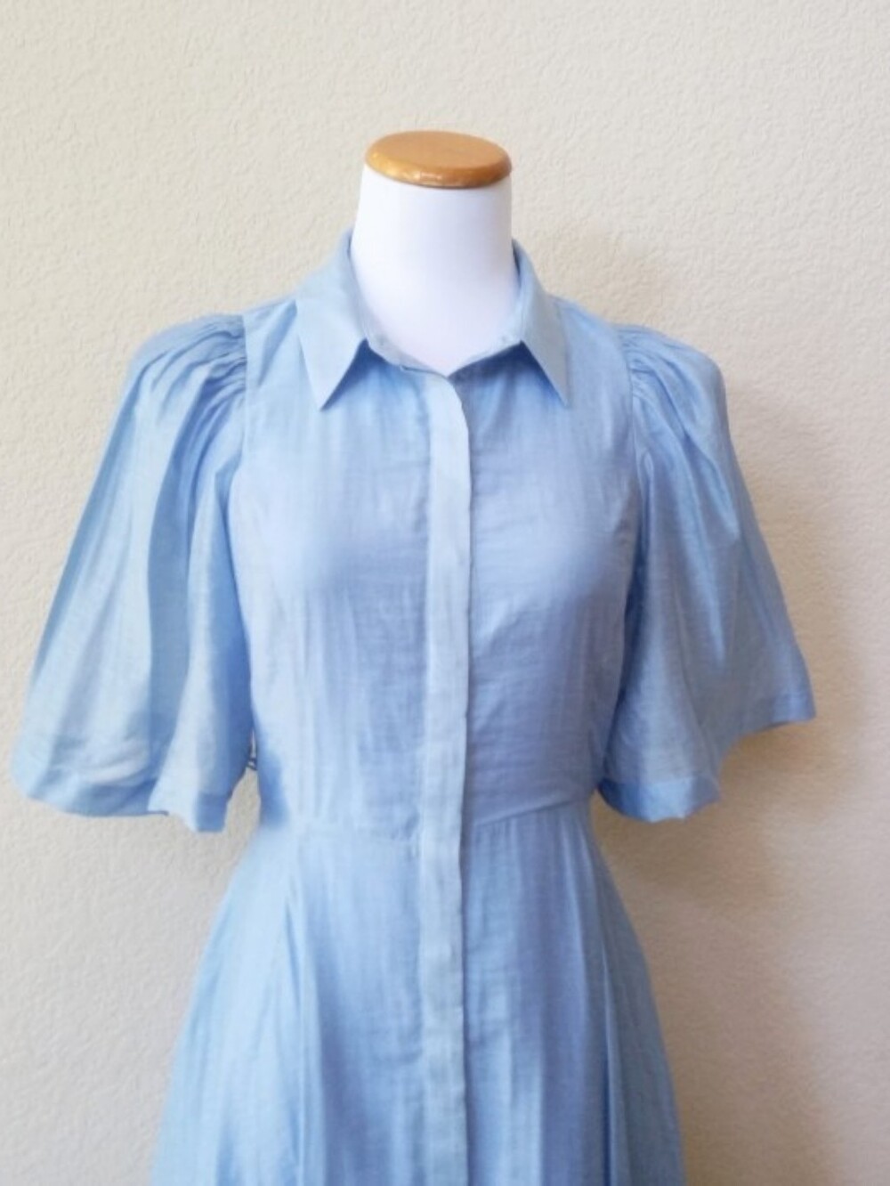 Hyacinth House Cindy powder blue A-line midi shirt dress *missing belt - Picture 3 of 9